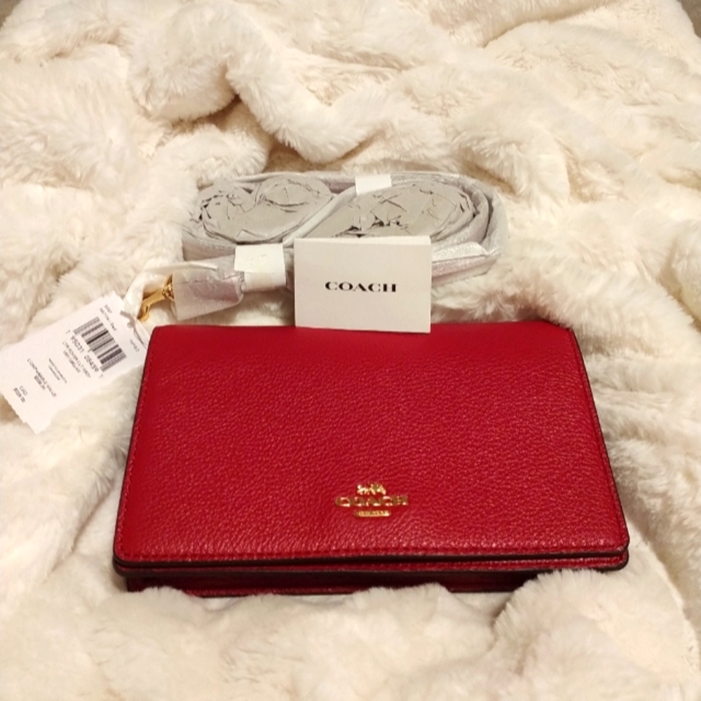 Coach Red Crossover Clutch Purse